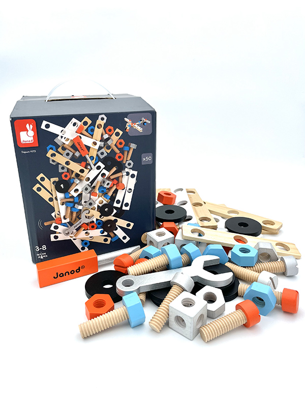 Baril Brico'Kids 50 pcs - Un jeu Janod - Boutique BCD Jeux